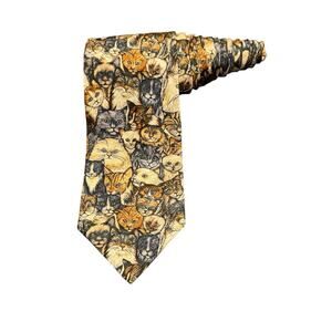 Museum Artifacts Cats Kittens Orange Calico Tortie Vintage Novelty Necktie Silk